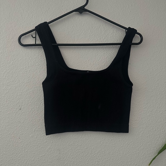 Zara Black Ribbed Women's Crop Top - Picture 1 of 2